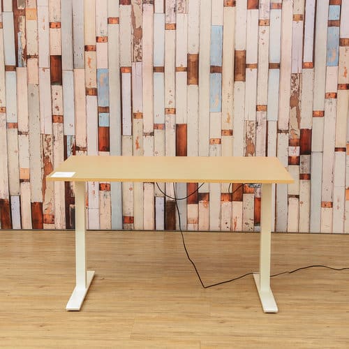 E-Table Smart 120x80cm, Gestell weiß, Platte Buche