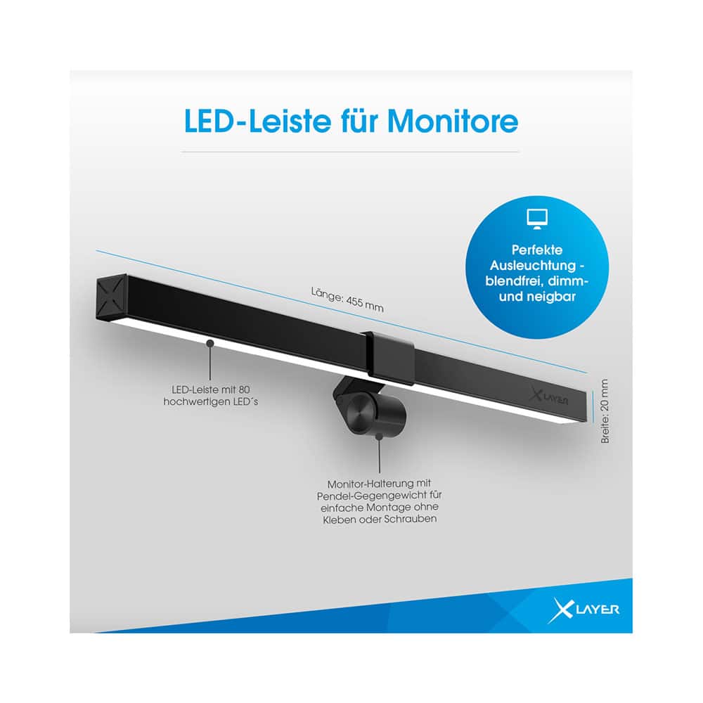 Dimmbare USB Monitor LED Lampe XLayer  Art. 219154