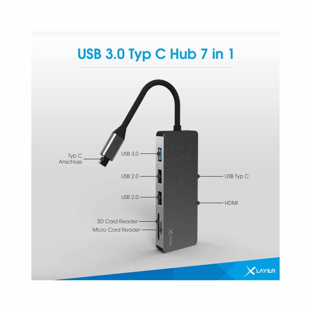 Typ C USB 3.0 Hub 7-in-1 XLayer   Art. 219045