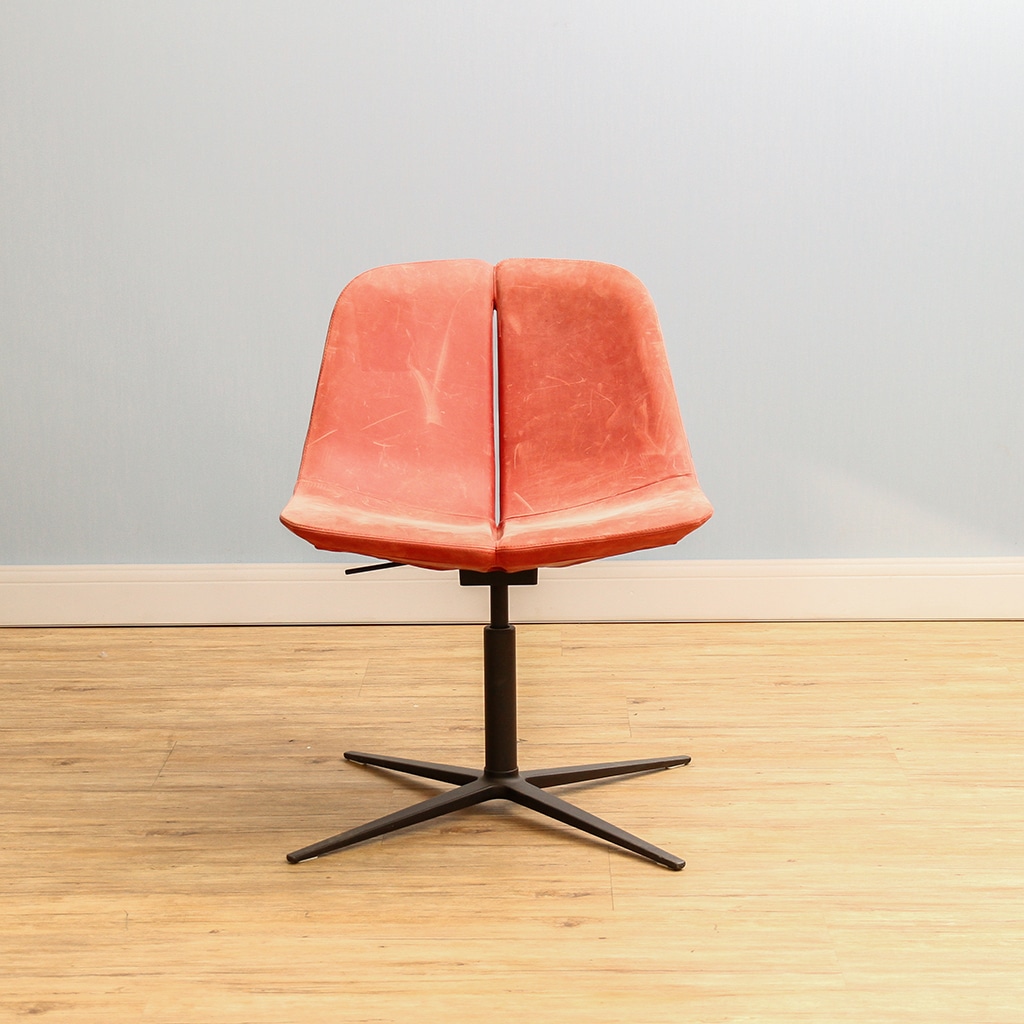 Wagner W-Lounge Chair 1 schwarz/rot echt Leder Vintage