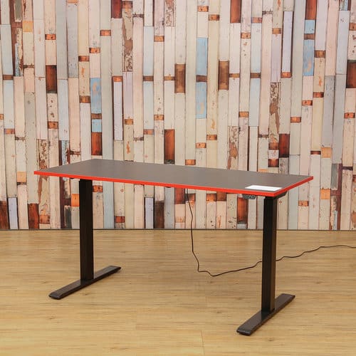 E-Table Smart 140x60cm, Gestell schwarz, Platte schwarz-rot