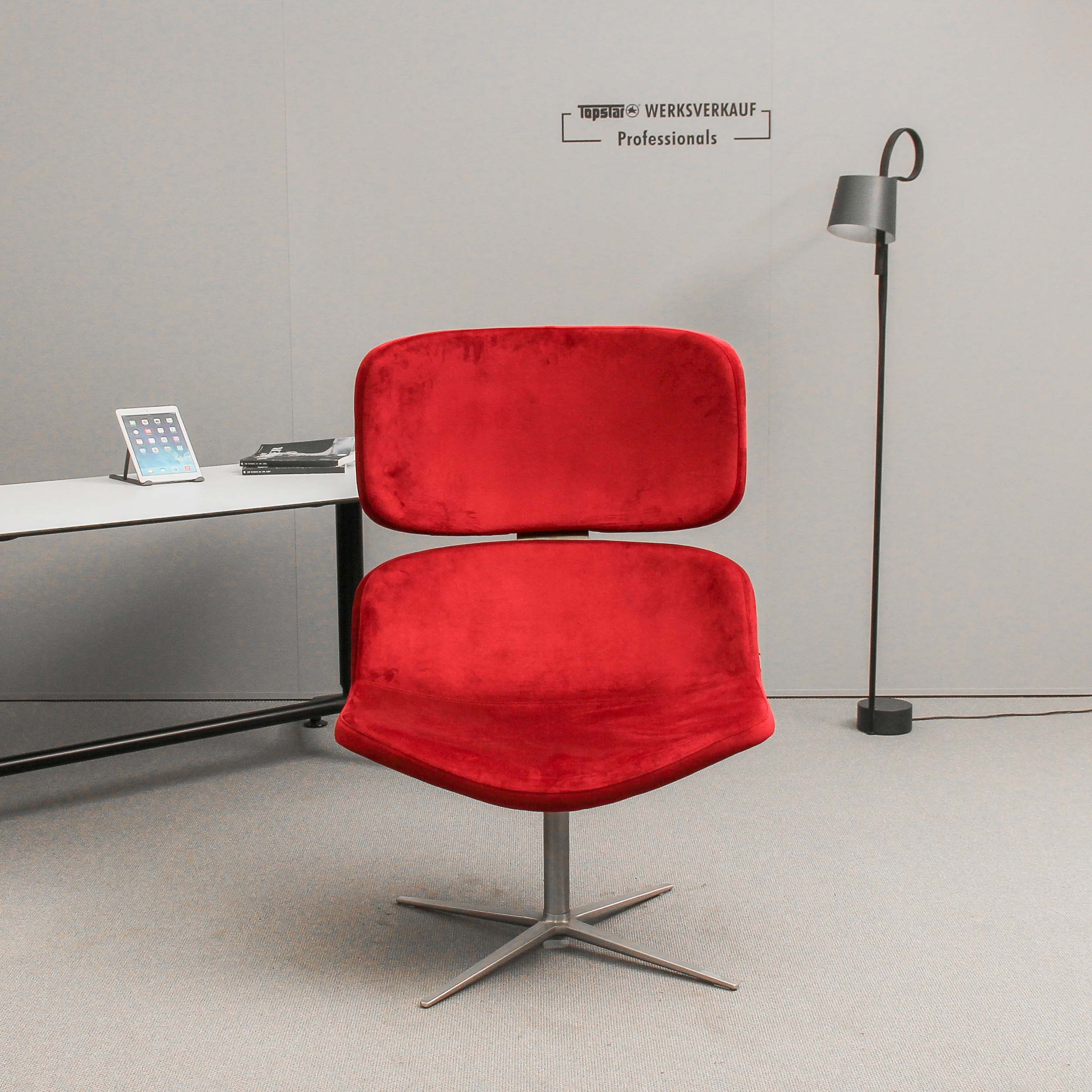 Wagner W-Lounge Chair 3 Samt rot