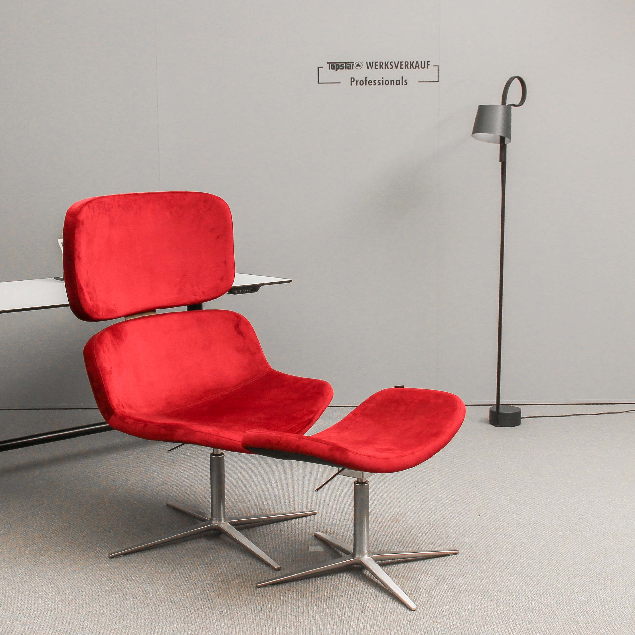 Wagner W-Lounge Chair 3 Samt rot