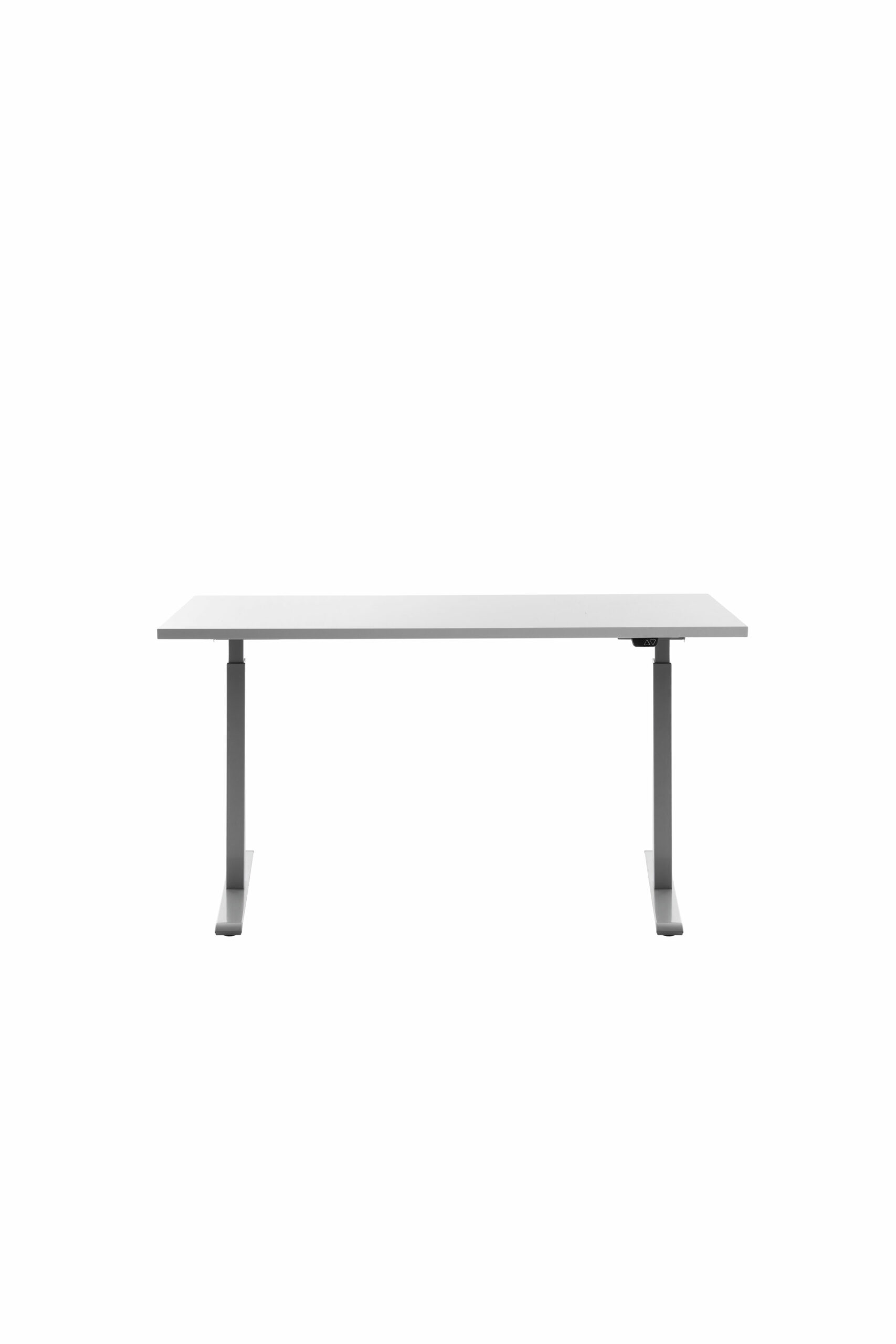 Höhenverstellbarer Schreibtisch 140x60 cm - Gestell grau - Platte weiss