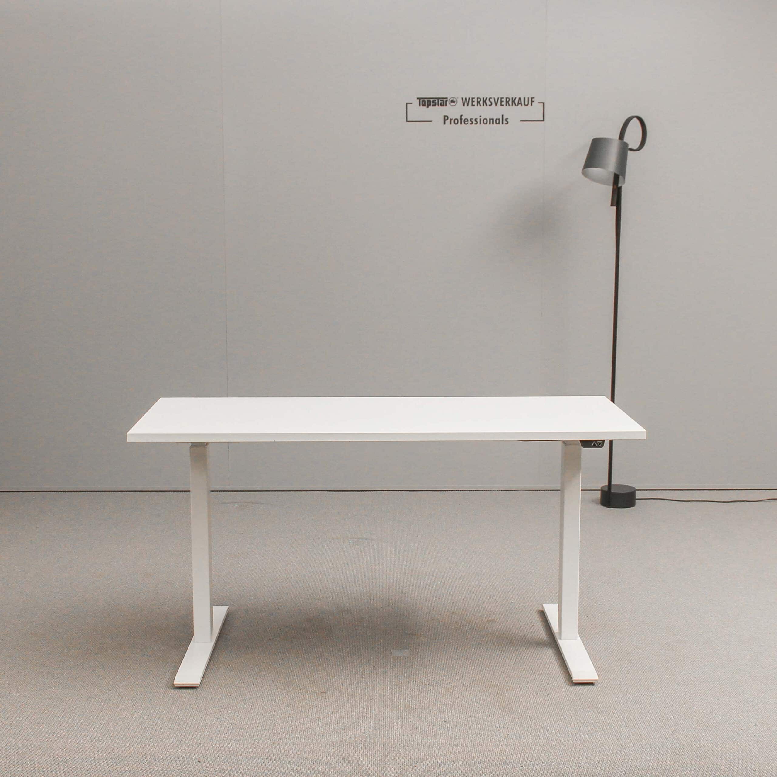 Höhenverstellbarer Schreibtisch 140x60 cm - Gestell weiss - Platte weiss