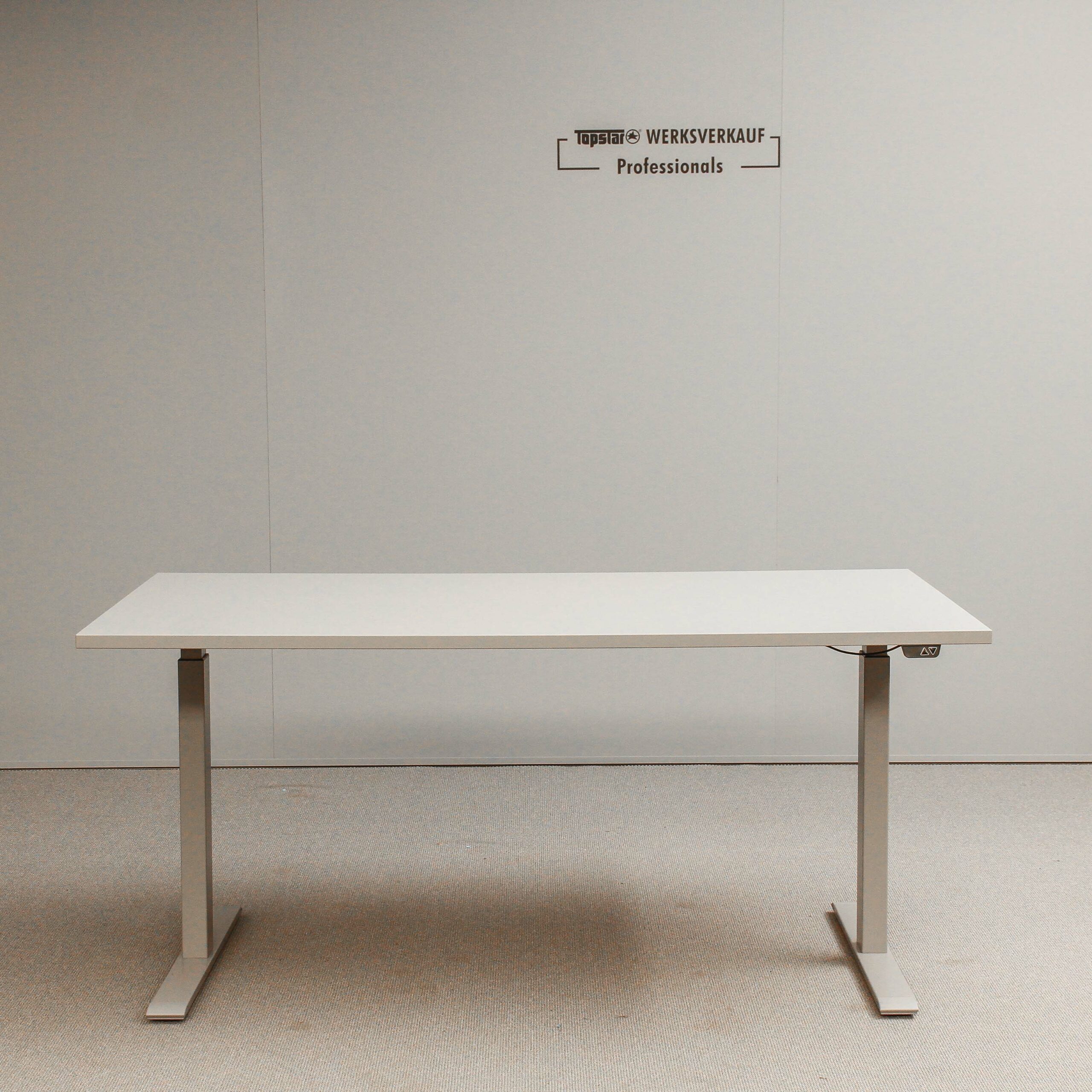 Höhenverstellbarer Schreibtisch 160x80cm - Gestell grau - Platte weiß