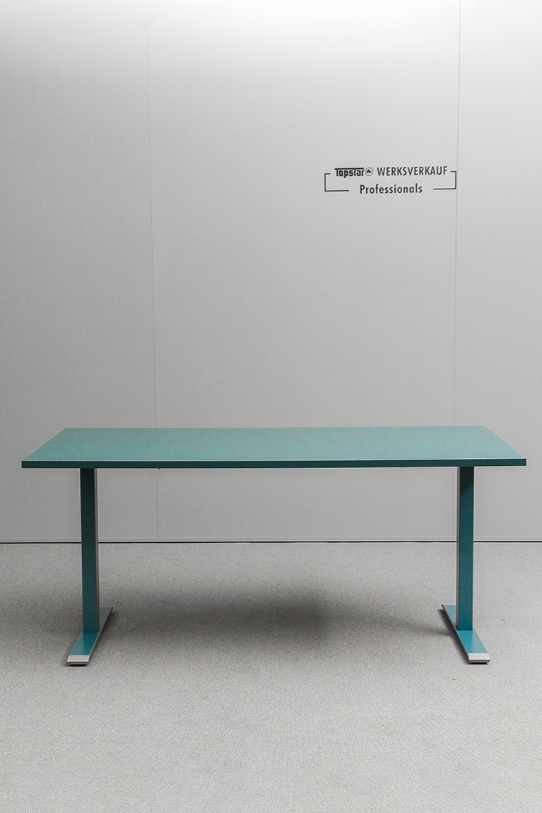 Höhenverstellbarer Schreibtisch 160x80 cm - Gestell petrolblau - Platte petrolblau