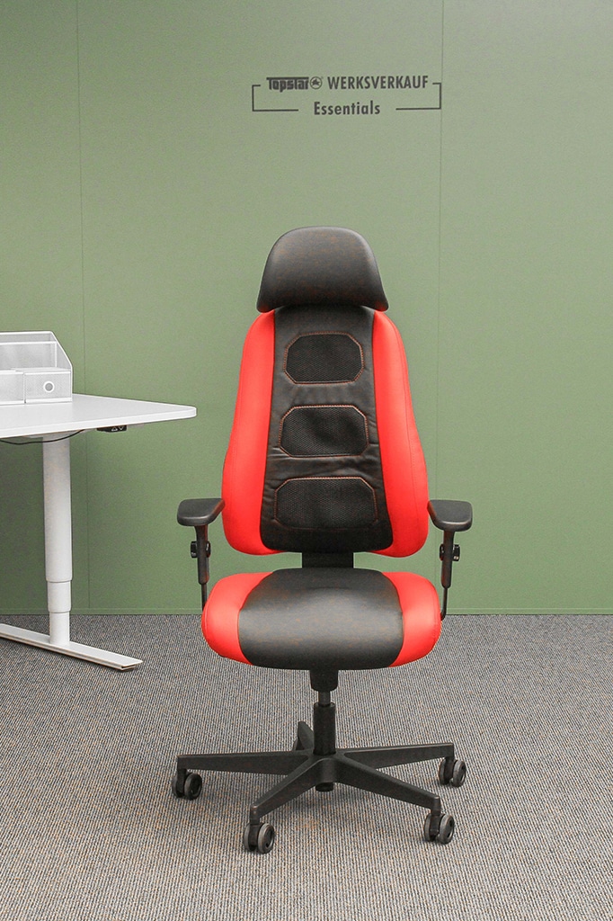 Gaming Chair mit Armlehnen + Kopfstütze schwarz/rot