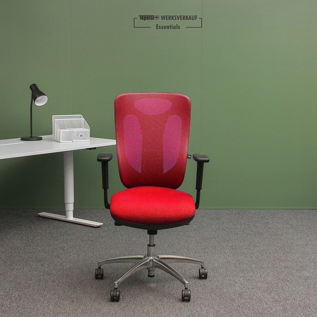 Sitness Net Pro mit Armlehnen poliert/rot Sitness Net Pro mit Armlehnen poliert/rot