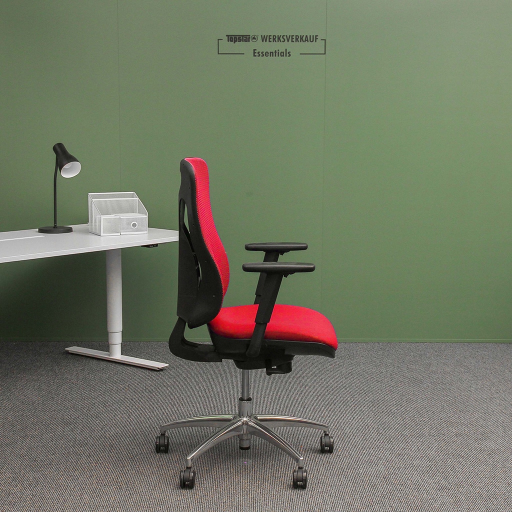 Sitness Net Pro mit Armlehnen poliert/rot Sitness Net Pro mit Armlehnen poliert/rot