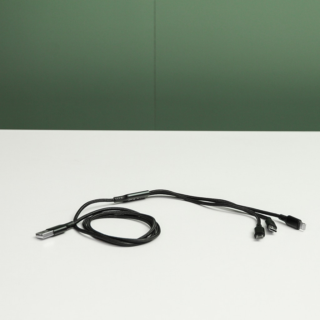 4Smarts 3in1 Kabel Forkcord 1 Meter Textil schwarz