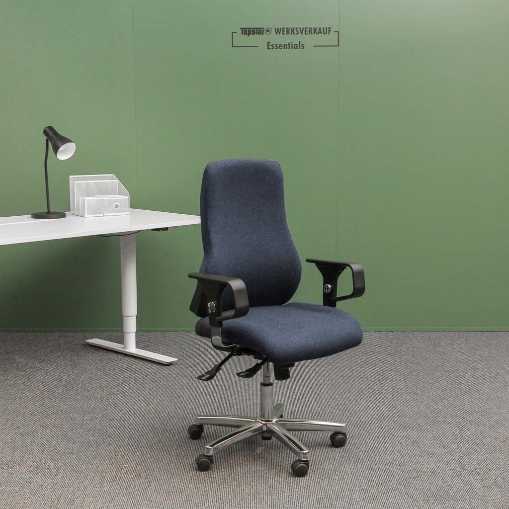 Sitness 55 mit Armlehnen chrom/Wolle dunkelblau Sitness 55 mit Armlehnen chrom/Wolle dunkelblau