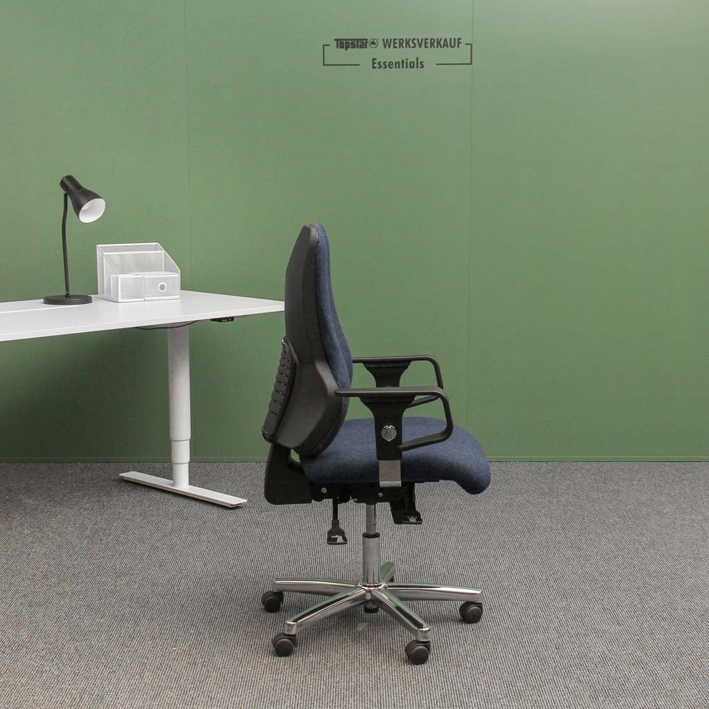 Sitness 55 mit Armlehnen chrom/Wolle dunkelblau Sitness 55 mit Armlehnen chrom/Wolle dunkelblau