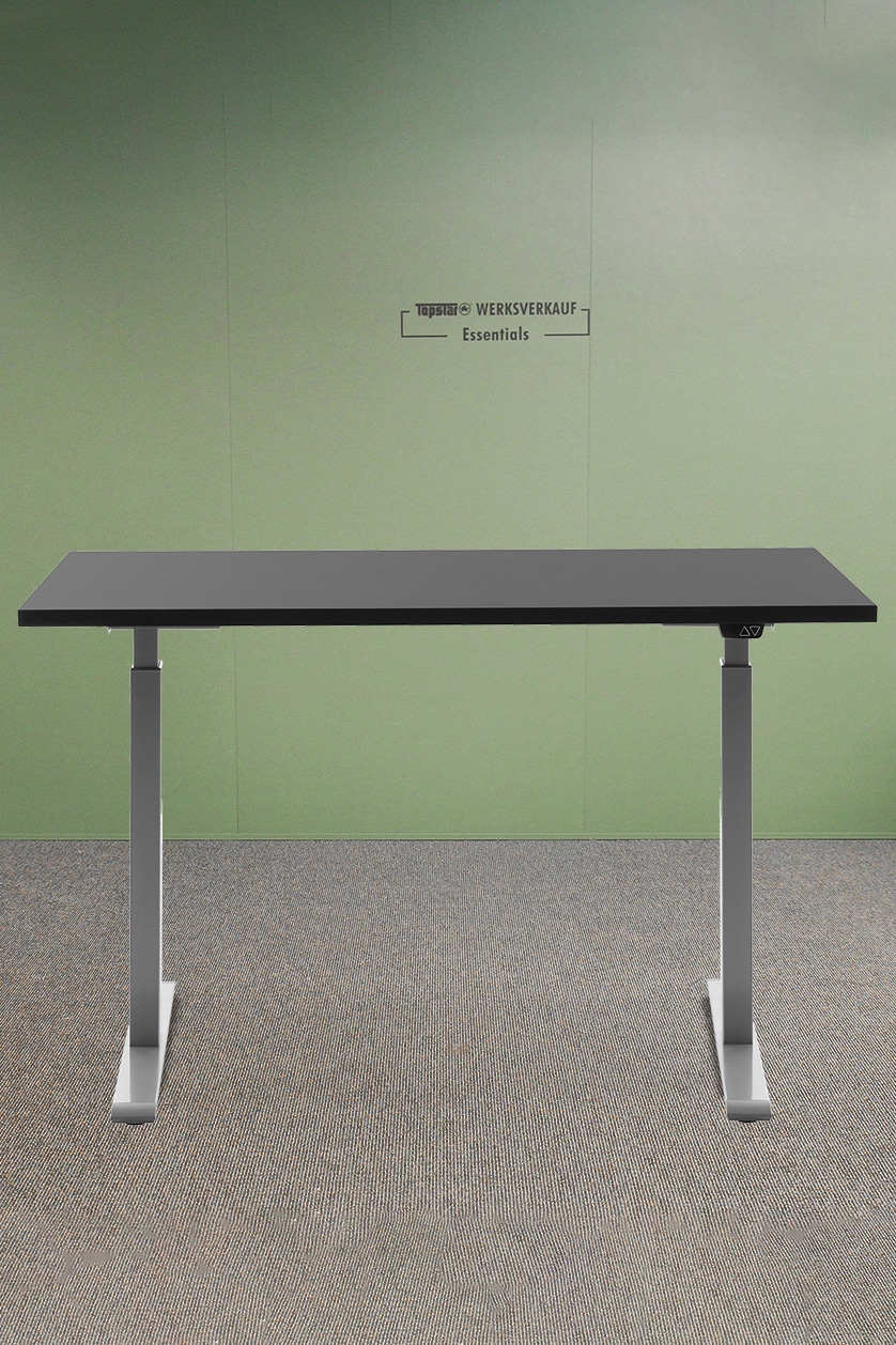 Höhenverstellbarer Schreibtisch 120x60cm, Gestell grau, Platte schwarz