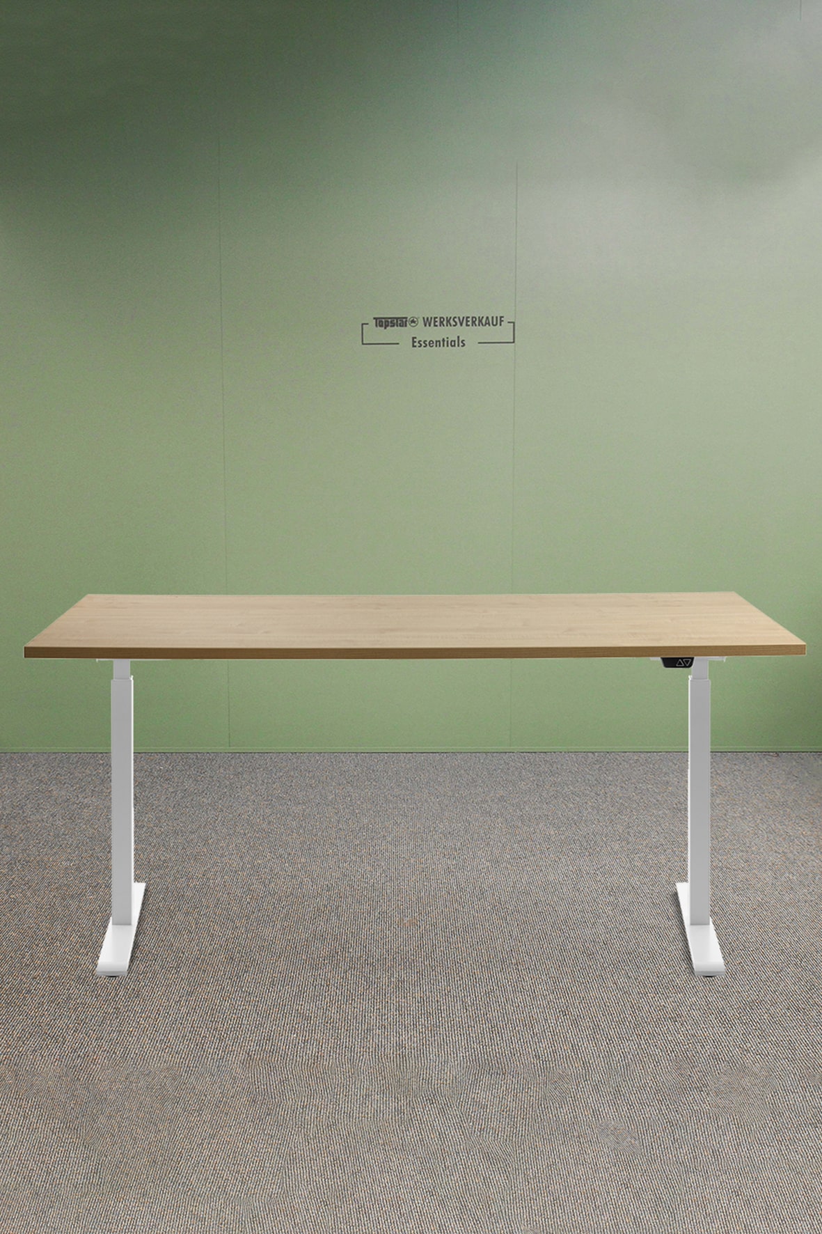 Höhenverstellbarer Schreibtisch 160x80cm - Gestell weiß - Platte Ahorn