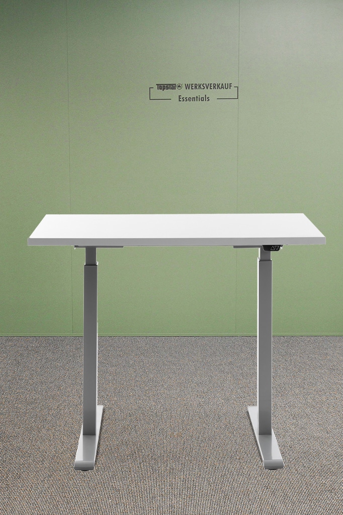 Höhenverstellbarer Schreibtisch 100x60cm, Gestell grau, Platte weiß