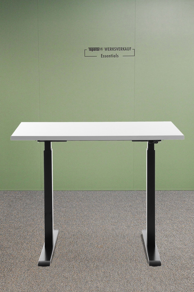 Höhenverstellbarer Schreibtisch 100x60cm, Gestell schwarz, Platte weiß