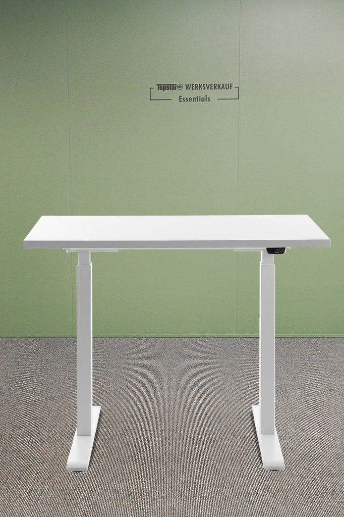 Höhenverstellbarer Schreibtisch 100x60cm, Gestell weiß, Platte weiß