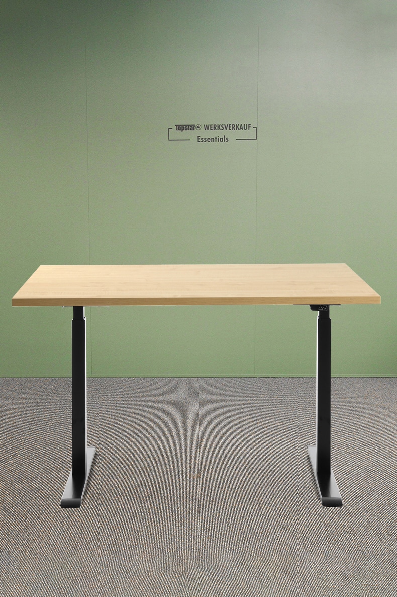 Höhenverstellbarer Schreibtisch 120x80 cm - Gestell schwarz - Platte Ahorn