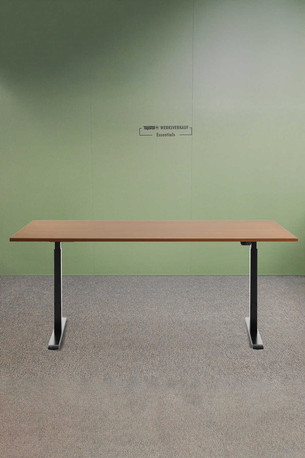 Höhenverstellbarer Schreibtisch 180x80 cm - Gestell schwarz - Platte Buche