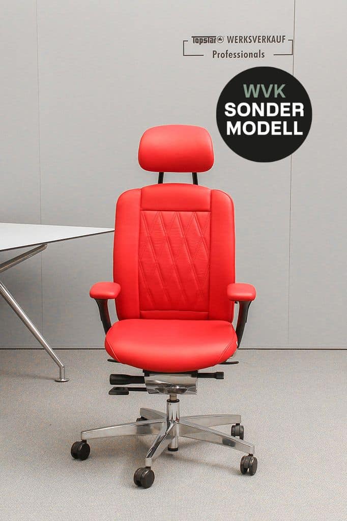 Wagner Alu Medic Ltd. S mit Armlehnen poliert/rot Echtleder