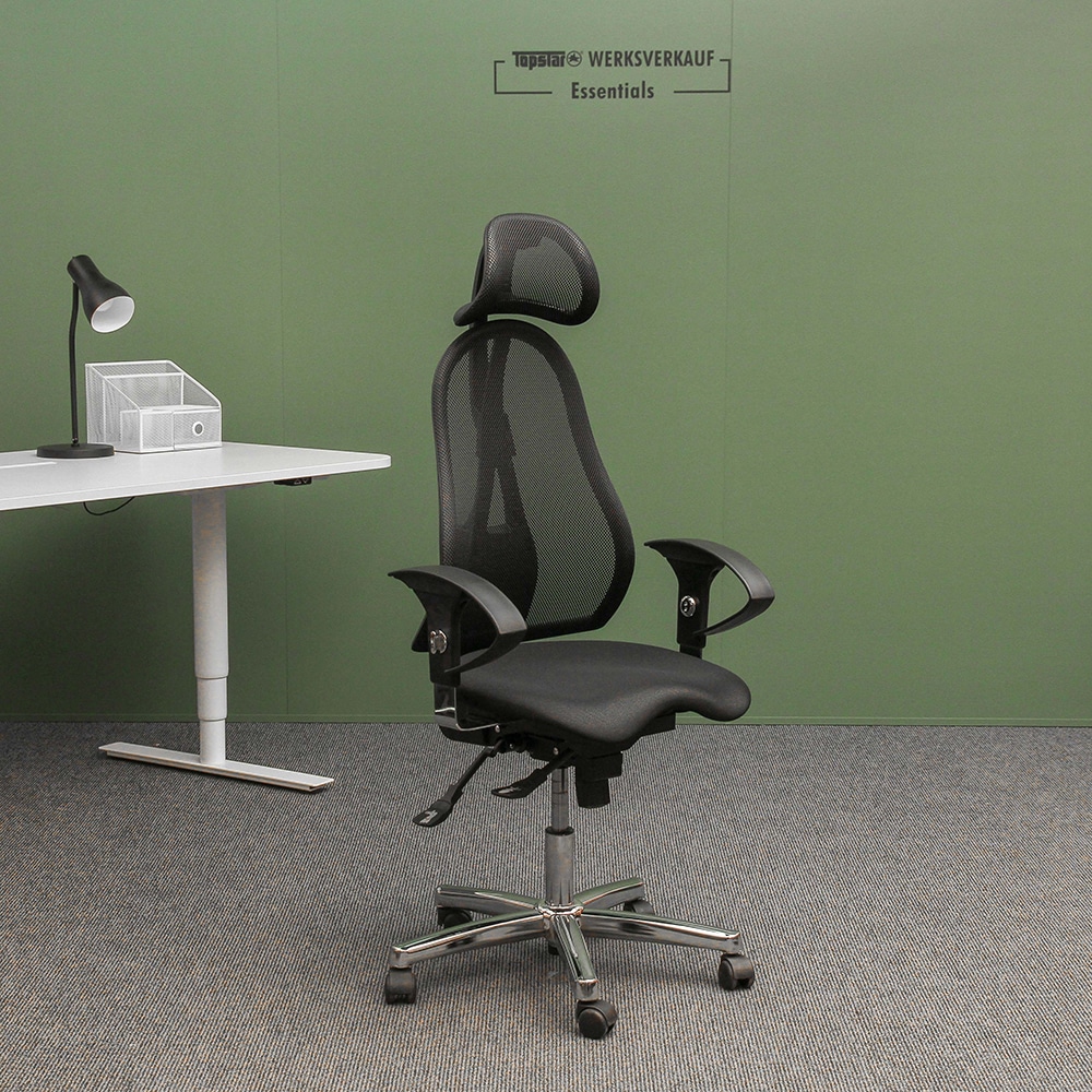 Sitness 45 mit Armlehnen U2 schwarz + Kopfstütze Sitness 45 mit Armlehnen U2 schwarz + Kopfstütze