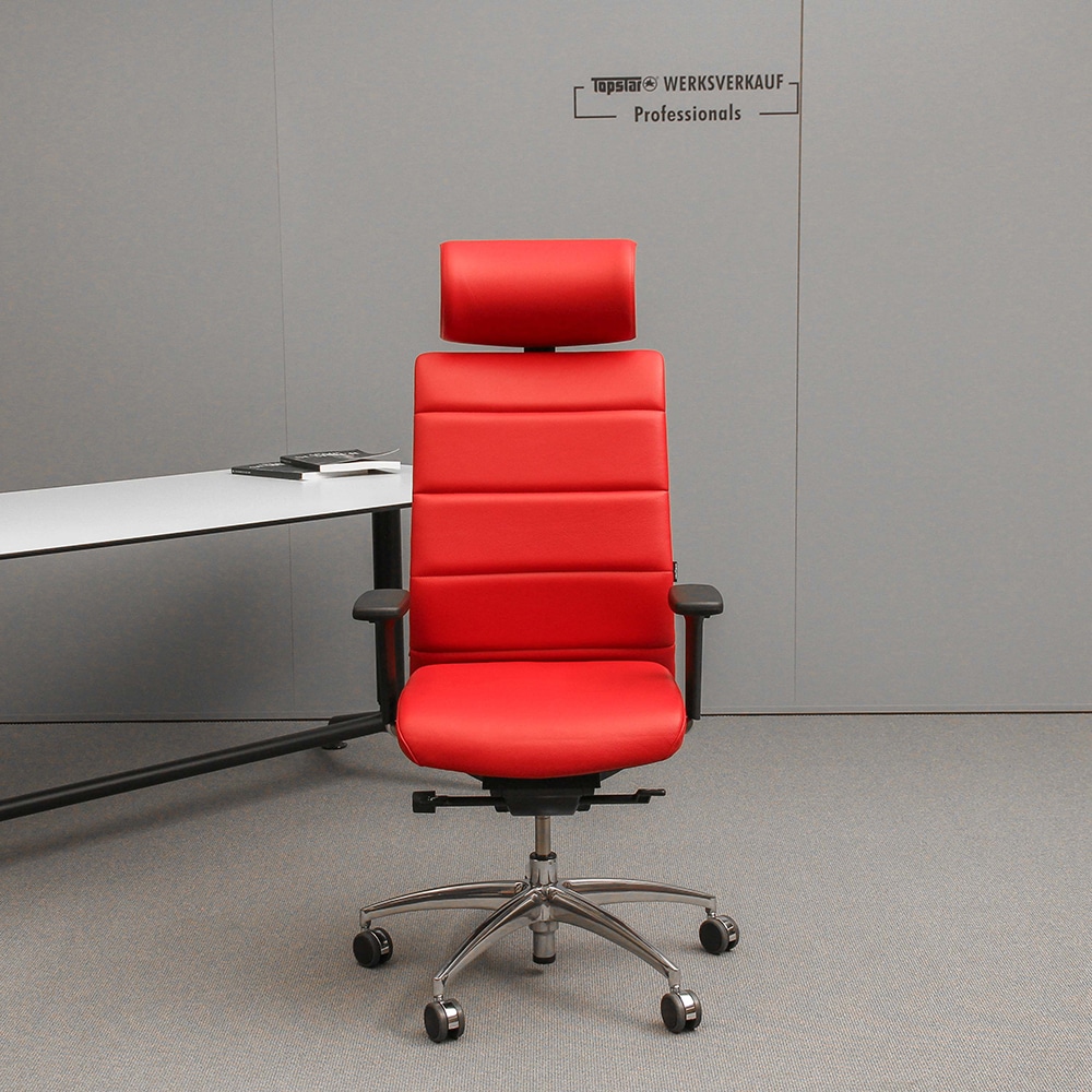 Wagner Ergo Medic 100-4 mit Armlehnen D2 und Kopfstütze, poliert / Echt Leder rot Wagner Ergo Medic 100-4 mit Armlehnen D2 und Kopfstütze, poliert / Echt Leder rot